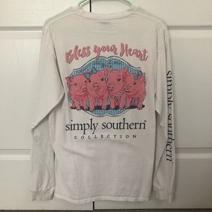 White simply southern long sleeve pig tee